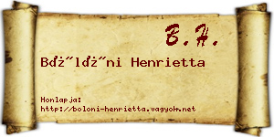 Bölöni Henrietta névjegykártya