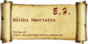 Bölöni Henrietta névjegykártya